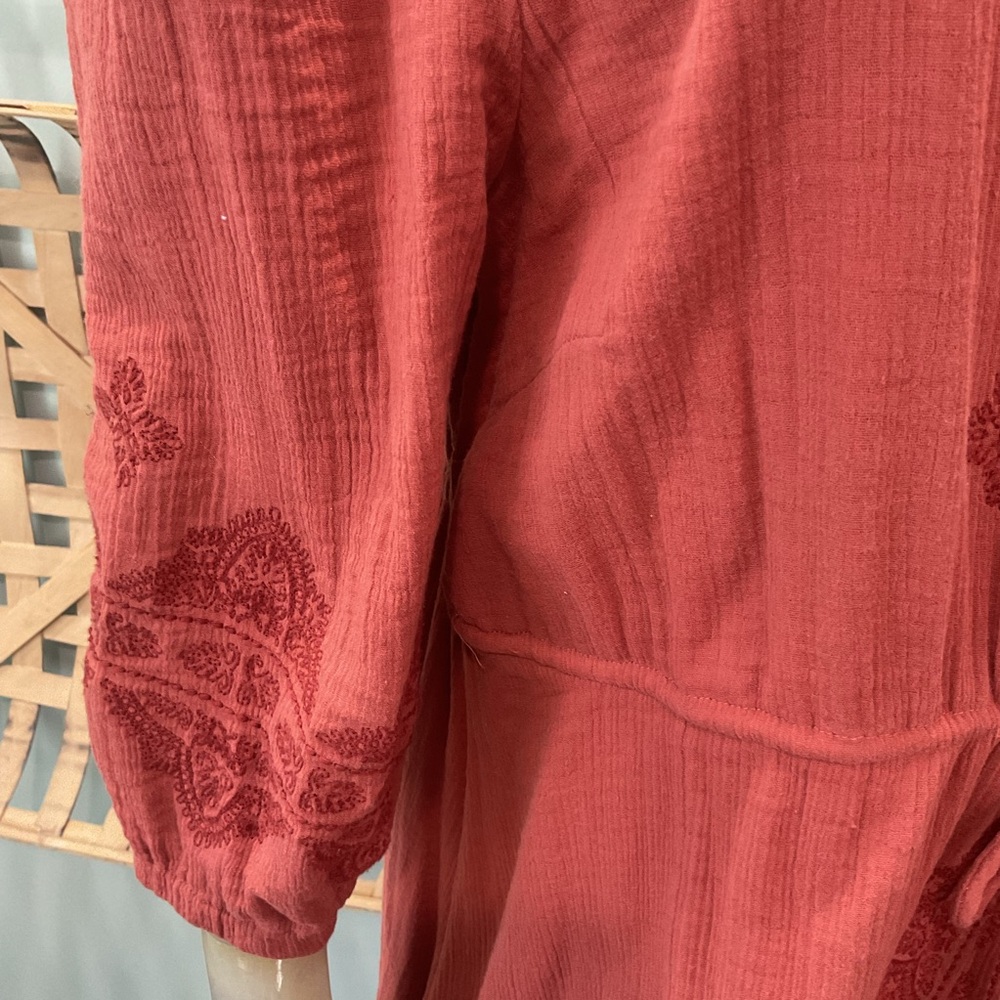 Lucky Brand Terracotta Embroidered Midi Dress - Picture 6 of 9